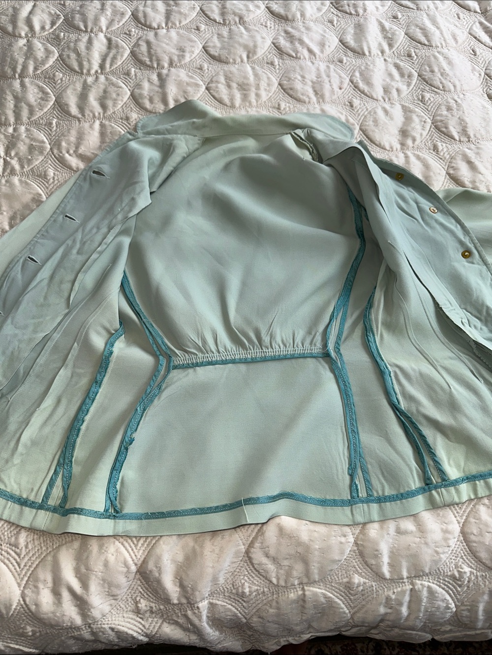 Vtg 50s/60s Bobbie Brooks Weather Match Light Sage Green Button-Front Blazer - Picture 12 of 12